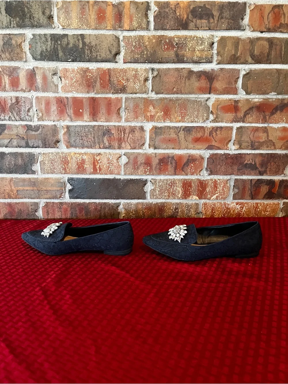 Kelly & Katie Navy Blue Jeweled Slip-On Loafers Size:8 Narrow